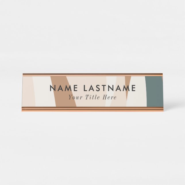 Placa de nome de mesa moderna com nome e título ed (Frente)