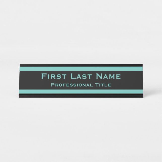 Placa de Nome de Mesa Moderna Turquesa (Frente)