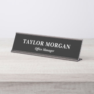 Placa de nome de mesa personalizada com nome e tít