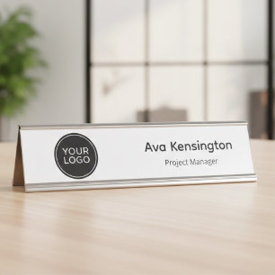 Placa de Nome de Mesa Personalizada   Logotipo Per