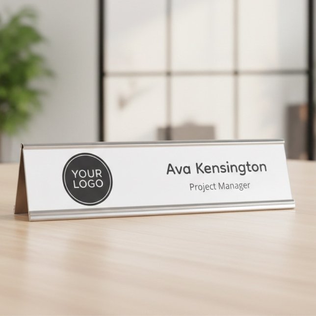 Placa de Nome de Mesa Personalizada | Logotipo Per (Criador carregado)