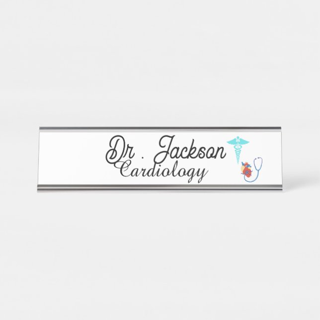 Placa de nome de mesa personalizada para cardiolog (Frente)