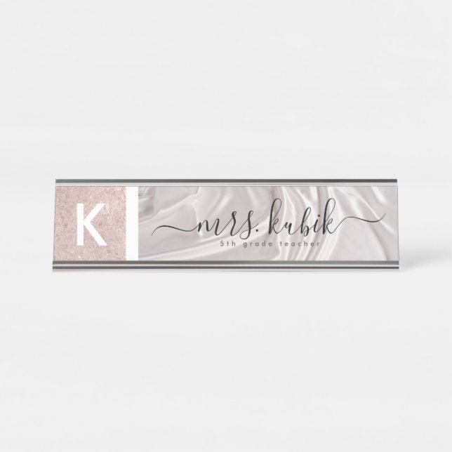Placa de nome de mesa personalizada para rosa Dour (Frente)