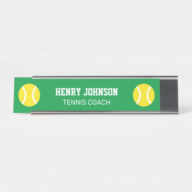 Placa de nome de mesa personalizada para tênis téc (Frente)