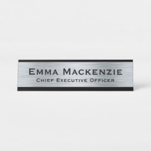 Placa de Nome de Mesa Simples com Aparência Metáli