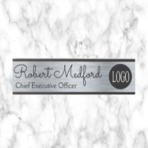 Placa de Nome de Porta com Logotipo de Prata Moder