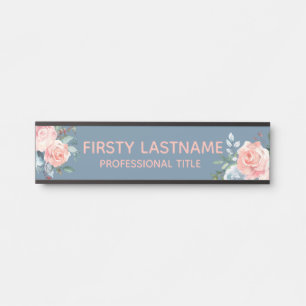 Placa de Nome de Porta de Escritório com Rosas Flo