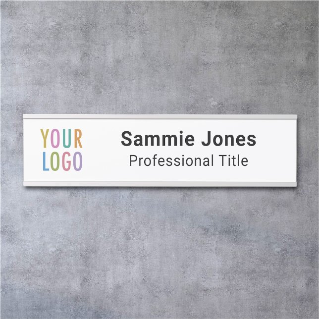 Placa de Nome de Porta de Escritório Mutável Logot (MISOOK Door Name Plate with Logo and Job Title White)