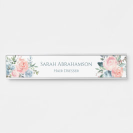 Placa de Nome de Porta Floral Rosas
