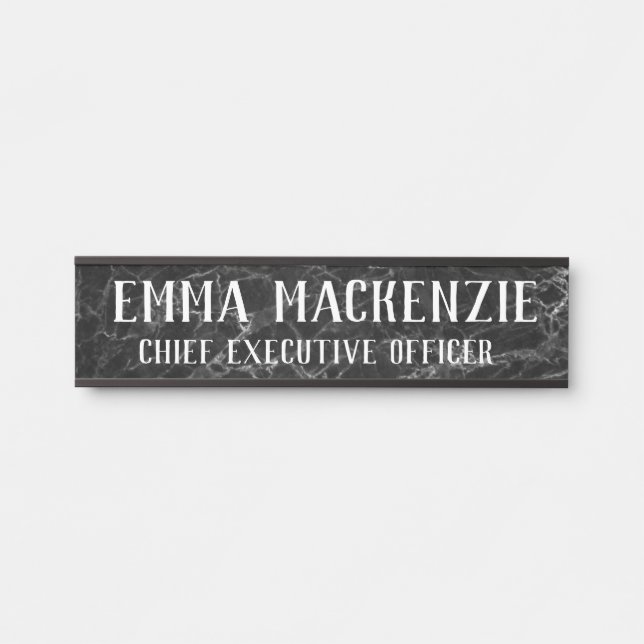 Placa de Nome de Porta Pendurada de Mármore Preto  (Frente)