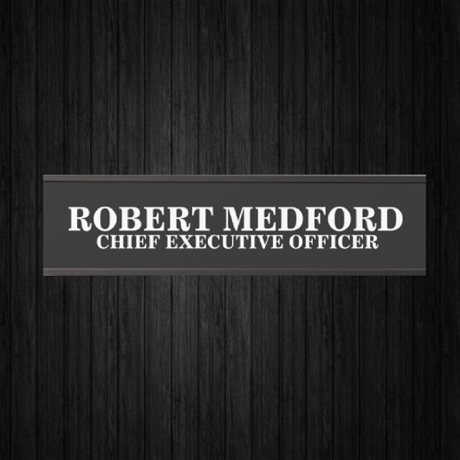 Placa de Nome de Porta Preta Profissional Moderna (Criador carregado)