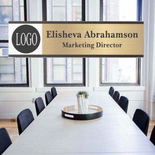 Placa de Nome Dourado com Sinal de Porta do Office (Criador carregado)