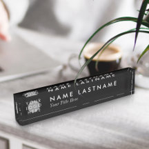 Placa de nome Elegante para a Mesa Preta do Logoti