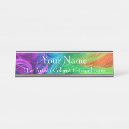 Placa de Nome na Mesa - Design de Cor de Cabelo HA