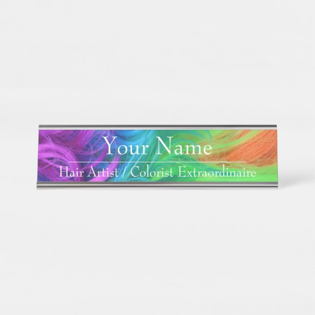 Placa de Nome na Mesa - Design de Cor de Cabelo HA (Frente)