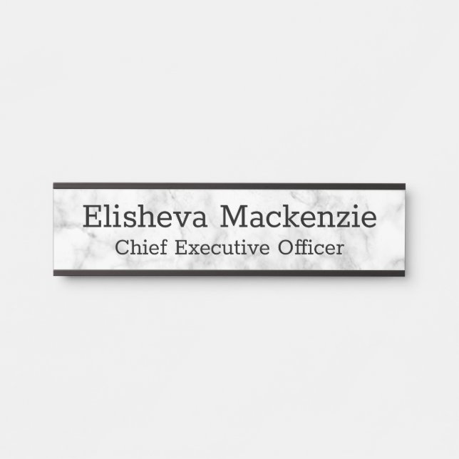 Placa de Nome na Porta da Sala - Mármore Cinza (Frente)
