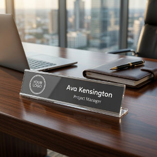 Placa de Nome para Mesa com Logotipo Personalizado