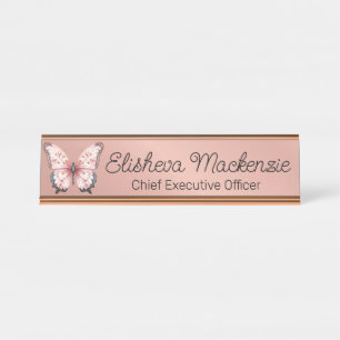 Placa de Nome para Mesa de Escritório Borboleta em