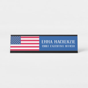 Placa de Nome para Mesa de Escritório com Bandeira