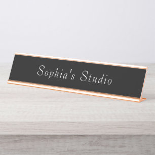 Placa de Nome para Mesa de Estúdio Preto e Branco