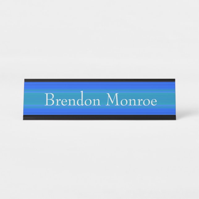 Placa de Nome para Mesa - Gradiente Azul HAMbWG (Frente)