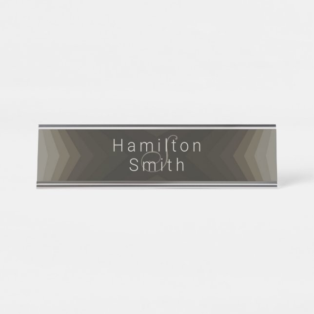 Placa de Nome para Mesa - HAMbyWG - Marrom Taupe (Frente)