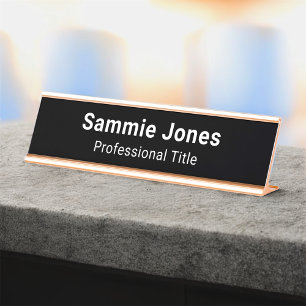 Placa de Nome para Mesa Preta para Funcionários de