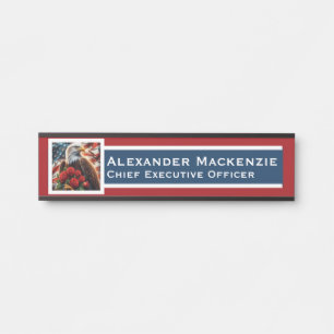 Placa de Nome para Porta com Bandeira Americana pa