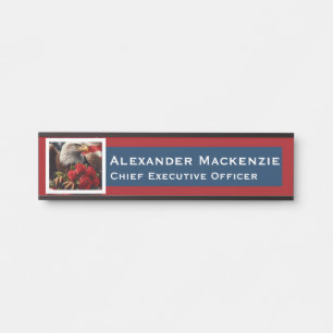 Placa de Nome para Porta com Bandeira Americana pa