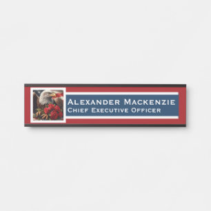 Placa de Nome para Porta com Bandeira Americana pa