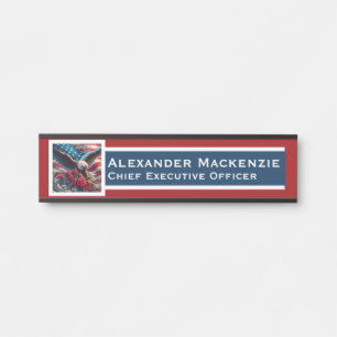 Placa de Nome para Porta com Bandeira Americana pa