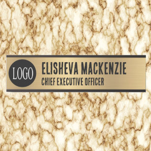 Placa de Nome para Porta de Escritório em Ouro Fal