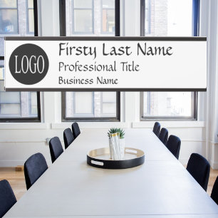 Placa de Nome para Porta de Escritório Logo Branco