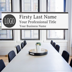Placa de Nome para Porta de Escritório Logo Branco