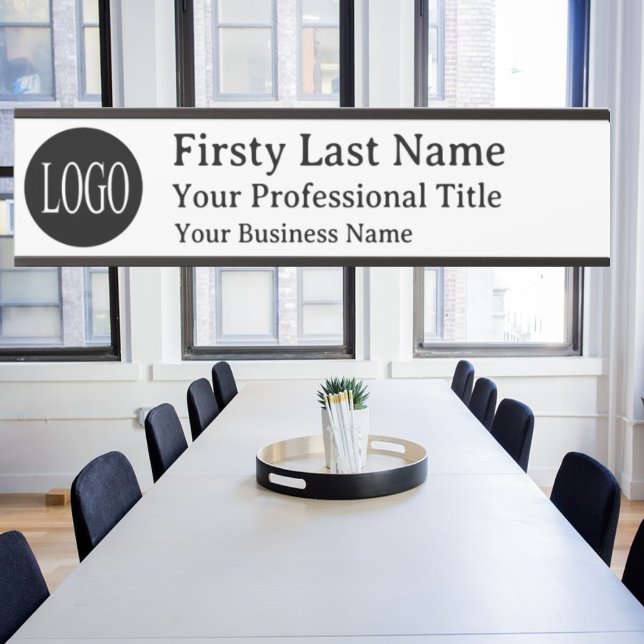 Placa de Nome para Porta de Escritório Logo Branco (Criador carregado)