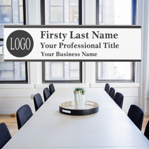 Placa de Nome para Porta de Escritório Logo Branco