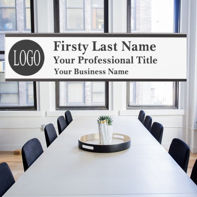Placa de Nome para Porta de Escritório Logo Branco (Criador carregado)