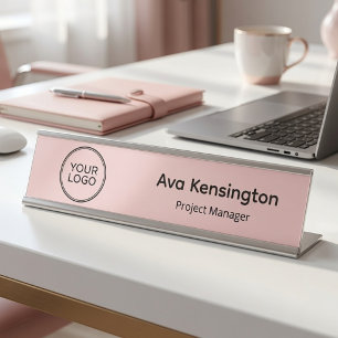 Placa de nome personalizada para mesa com logotipo