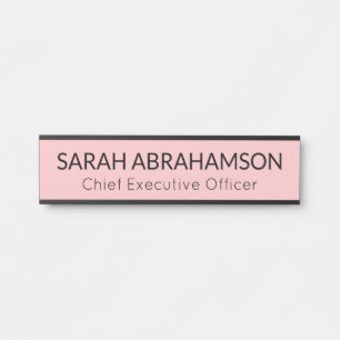 Placa de Nome Rosa Simples - Placa para Porta