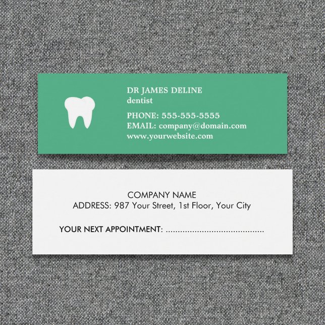 Placa de nomeação de dentista branco verde e simpl (Criador carregado)