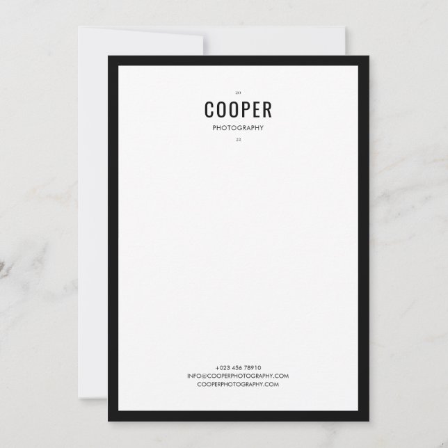 Placa de Nota de Fotografia Branca Chic Black (Verso)