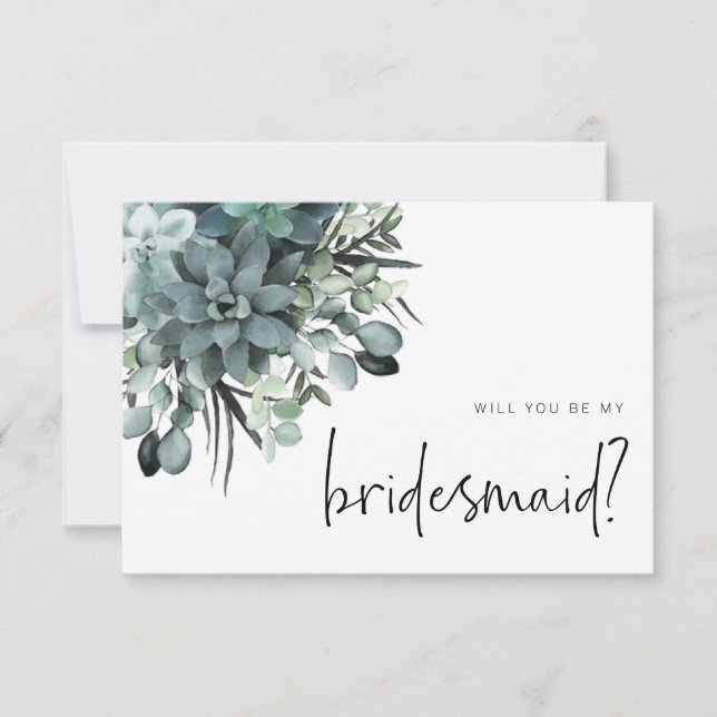 Placa de Nota de Proposta Bridesmaid com Sucultura (Frente)