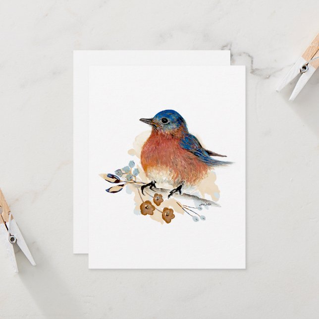 Placa de Nota de Vazio de Aquarela Bluebird (Beautiful Bluebird Watercolor Blank Note Card from Jenn Steffen Art)