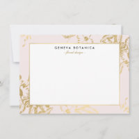 Placa de Nota Plana Rosa, Padrão Floral Dourado Vi
