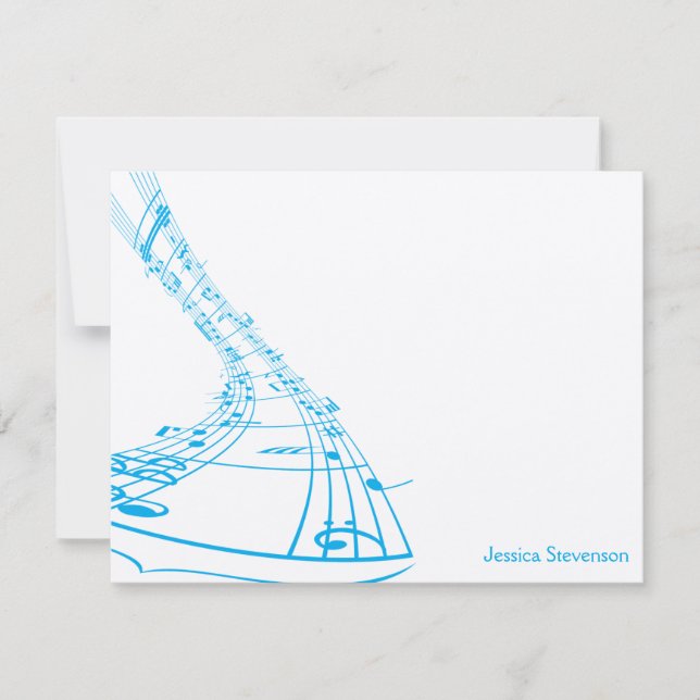 Placa de Nota Simples de Notas de Música (azul) (Frente)