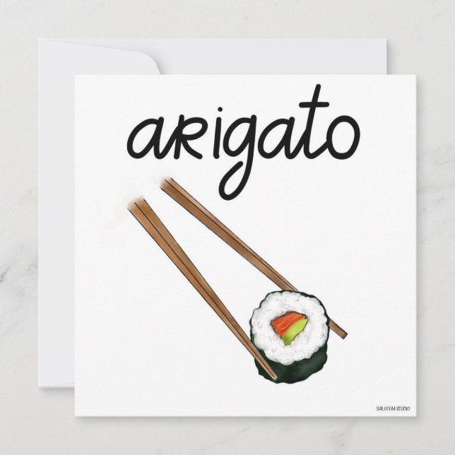 Placa de Obrigado Sushi Arigato Japonês (Frente)