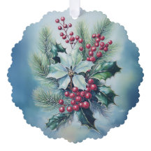 Placa de Ornamento de Árvore Watercolor Holly & Be