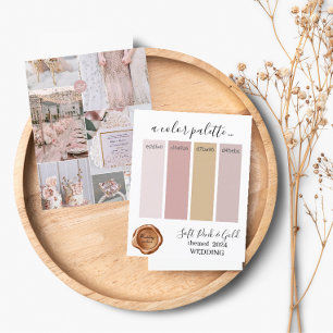 Placa de Paleta de Cores Douradas de Casamento Ros