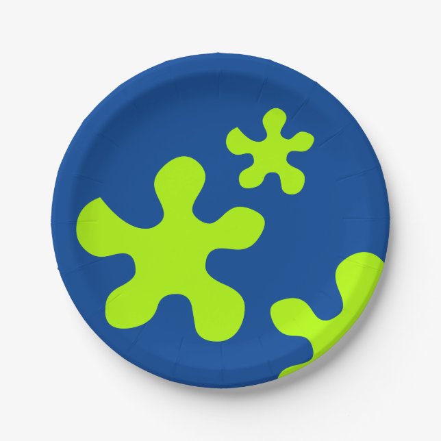 placa de papel azul eslimosa verde, pratos (Frente)