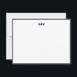 Placa de Papel de carta do marinho Classic Mens<br><div class="desc">Marinho trim papel de carta card para uma aparência minimalista,  mas clássica. A borda pode ser alterada na seção personalizar.</div>